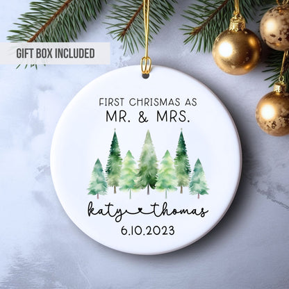 First Christmas as Mr & Mrs Wedding Date Ornament