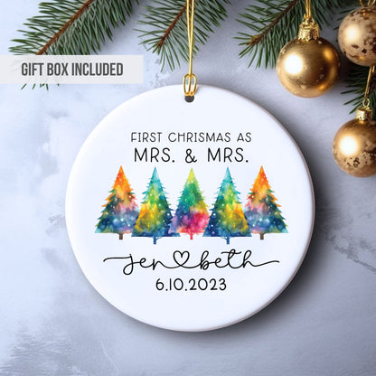 LGBTQ Wedding Ornament, Gay Couple Gift, First Christmas Married Ornament