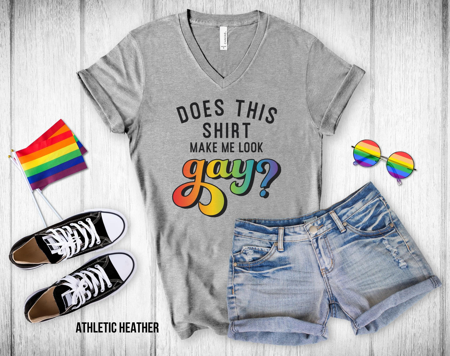 Does This Shirt Make Me Look Gay - Unisex V-Neck Shirt