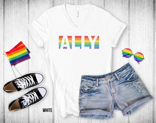 LGBTQ Ally Shirt - Unisex V-Neck Tee