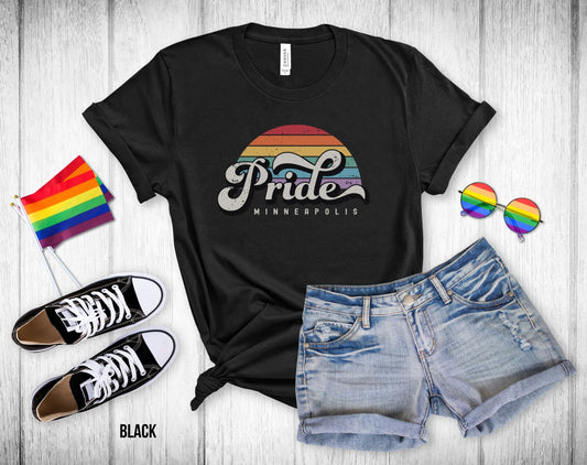 Retro Pride Minneapolis Rainbow Sunset - Unisex Tee