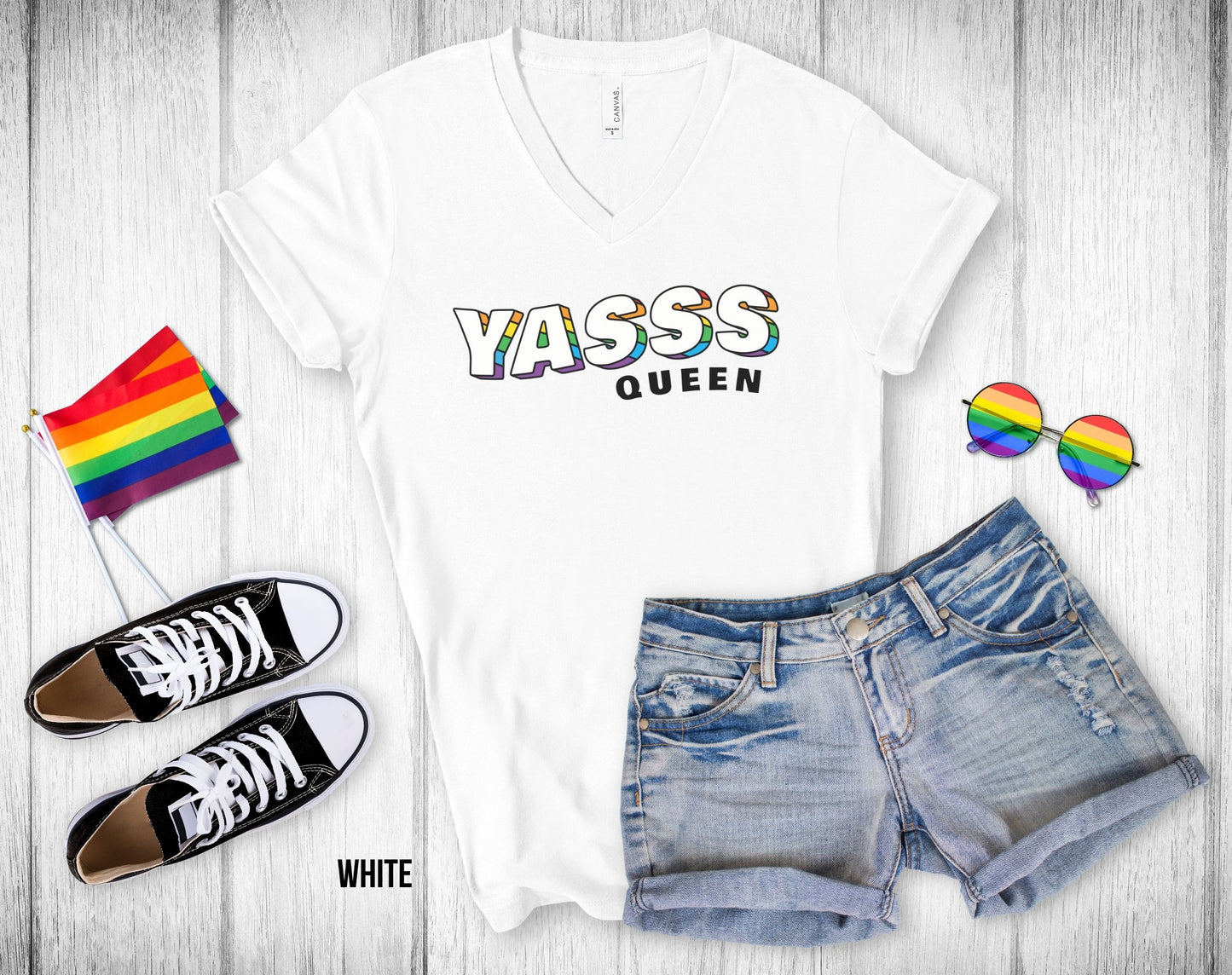 Yasss Queen Shirt - Unisex V-Neck Tee