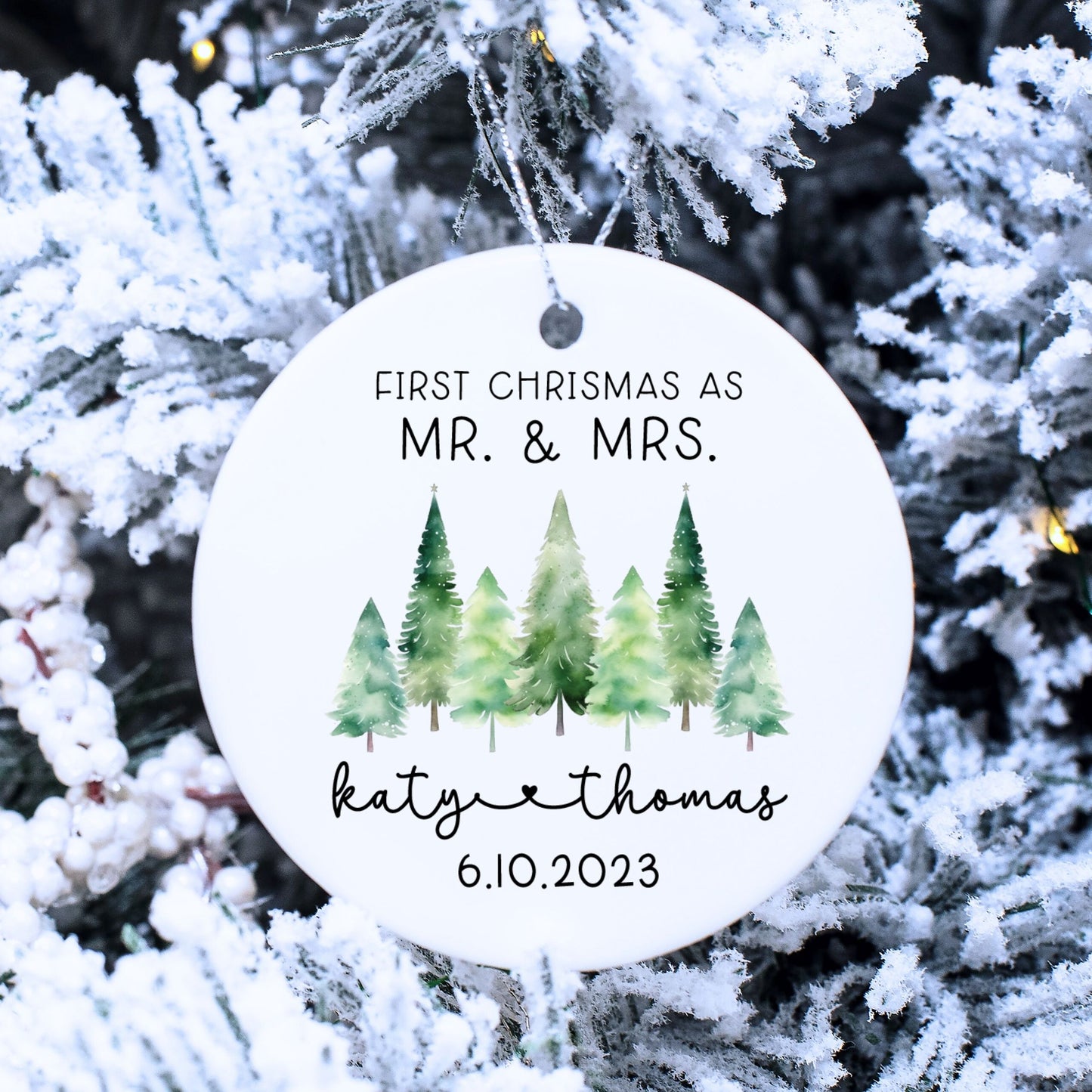 First Christmas as Mr & Mrs Wedding Date Ornament