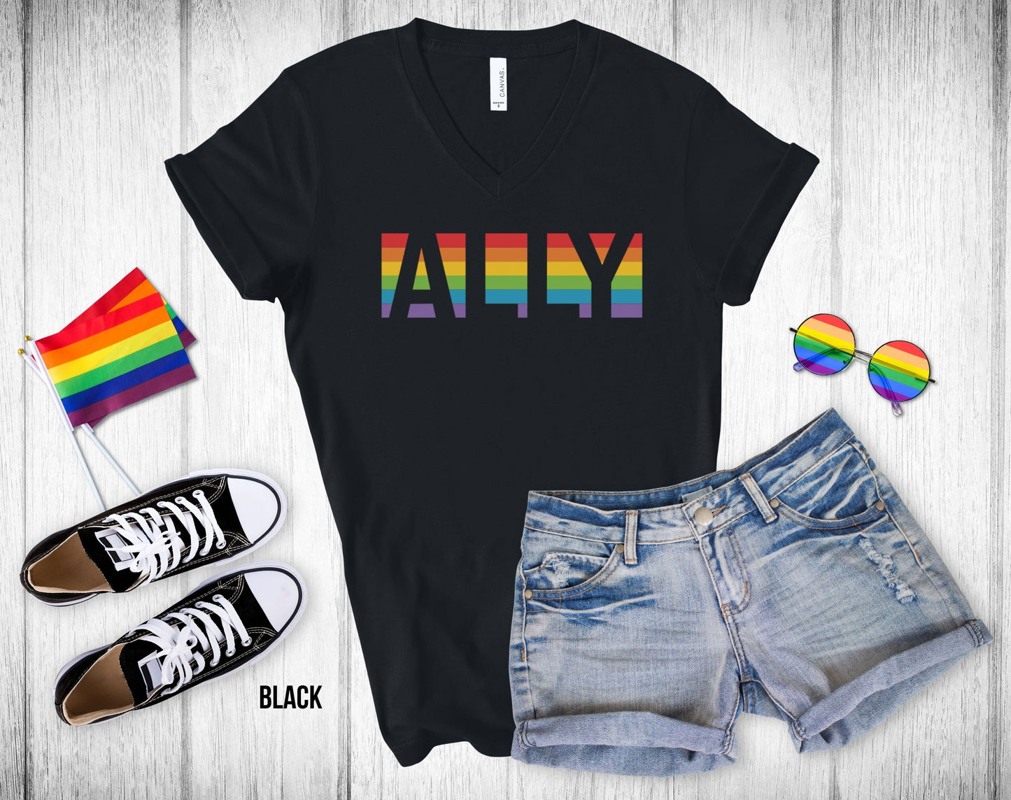 LGBTQ Ally Shirt - Unisex V-Neck Tee