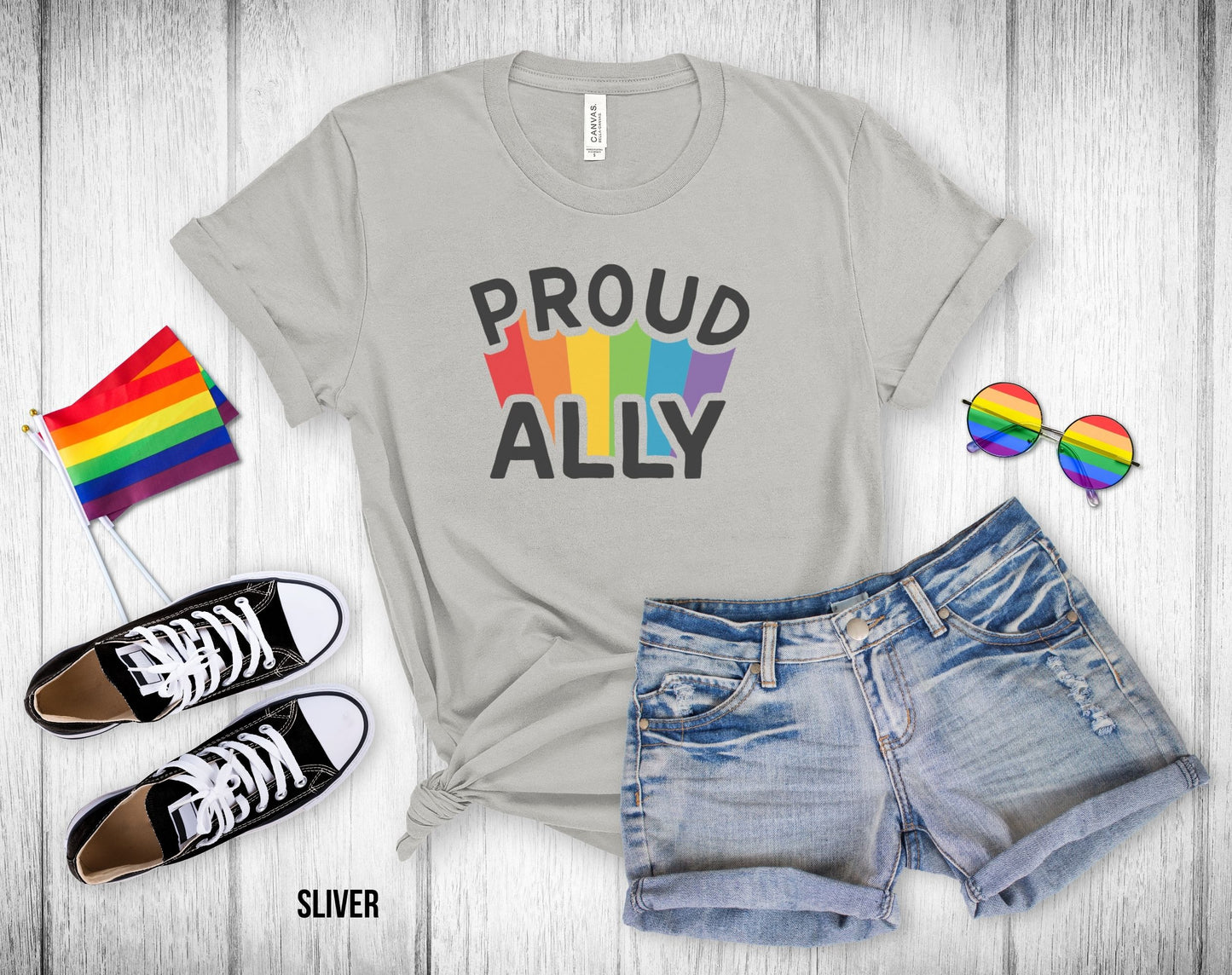 Proud Ally - Rainbow Beam - Unisex Tee