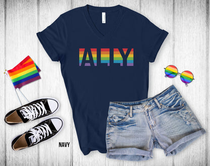 LGBTQ Ally Shirt - Unisex V-Neck Tee