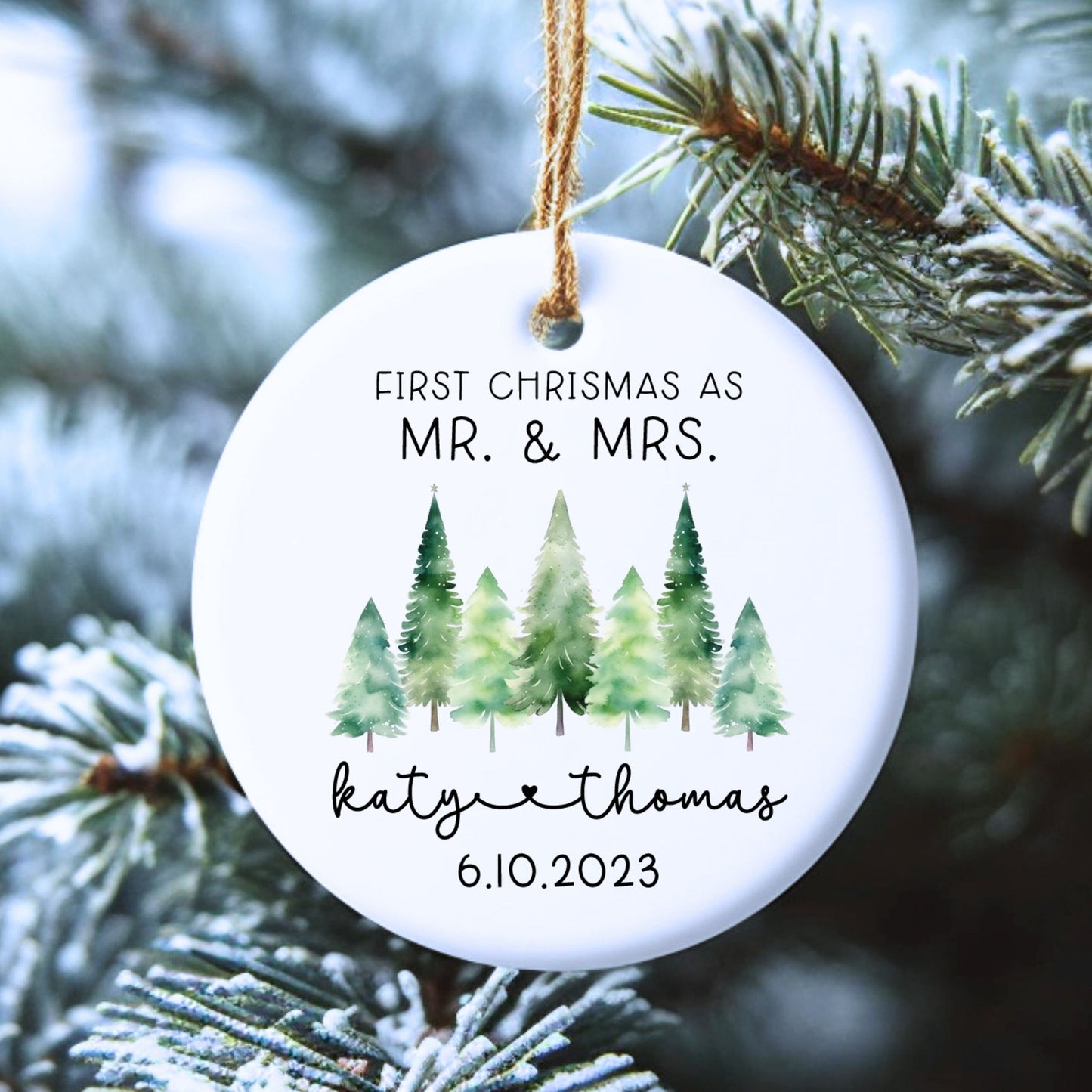 First Christmas as Mr & Mrs Wedding Date Ornament