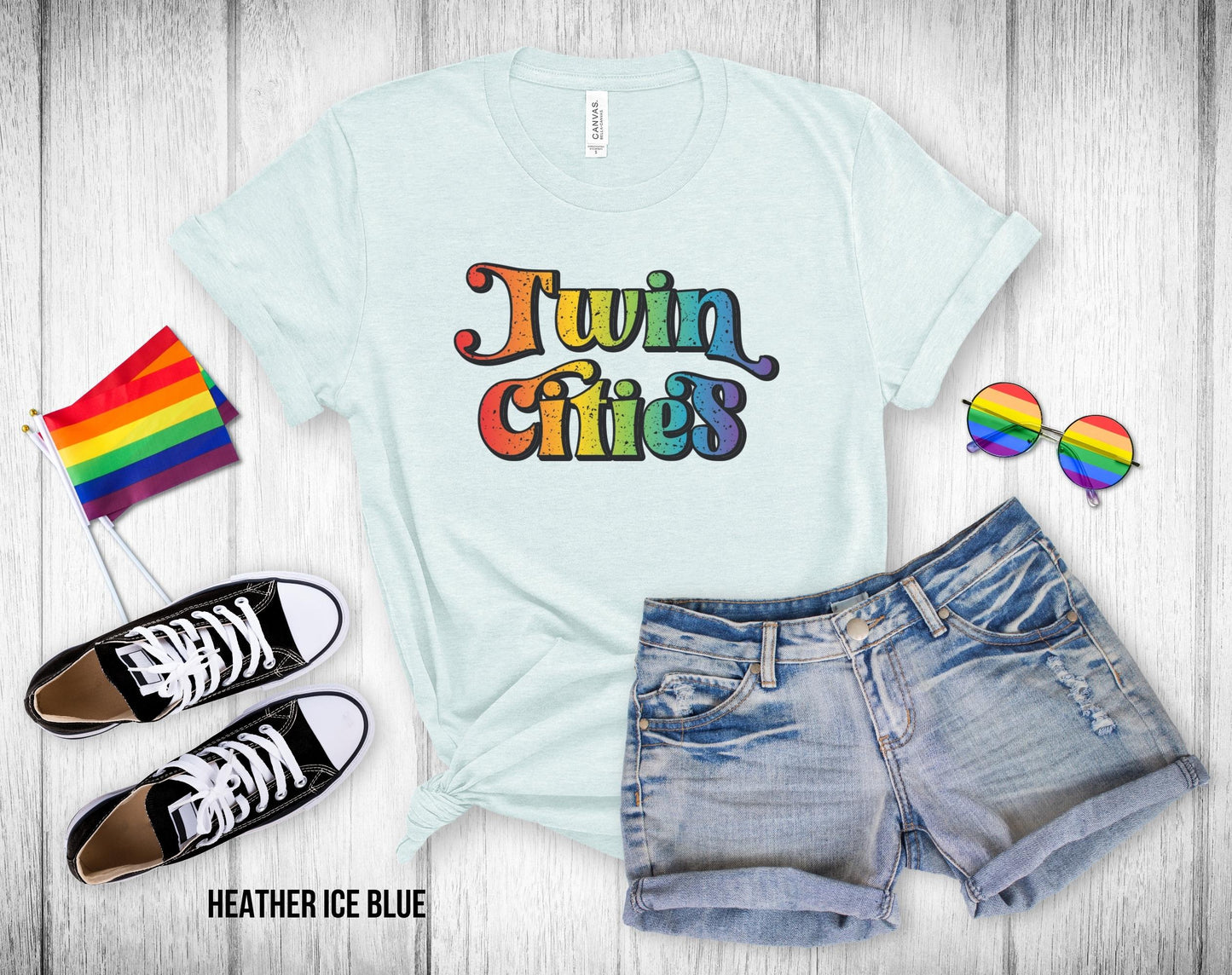 Twin Cities Rainbow Gradient Text - Unisex Tee