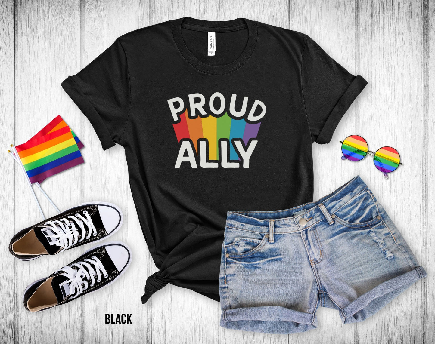 Proud Ally - Rainbow Beam - Unisex Tee