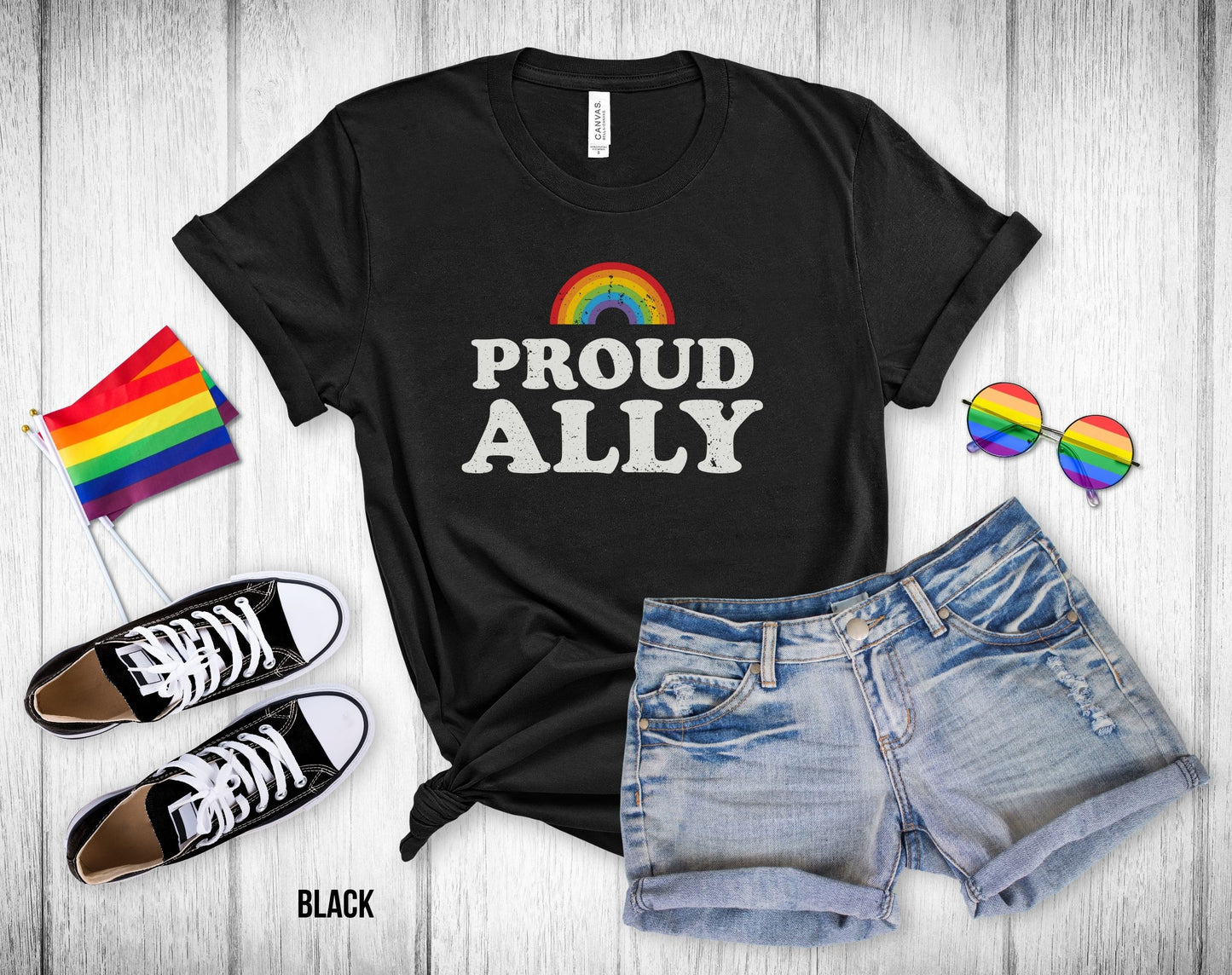 Proud Ally - Rainbow Arch - Unisex Tee