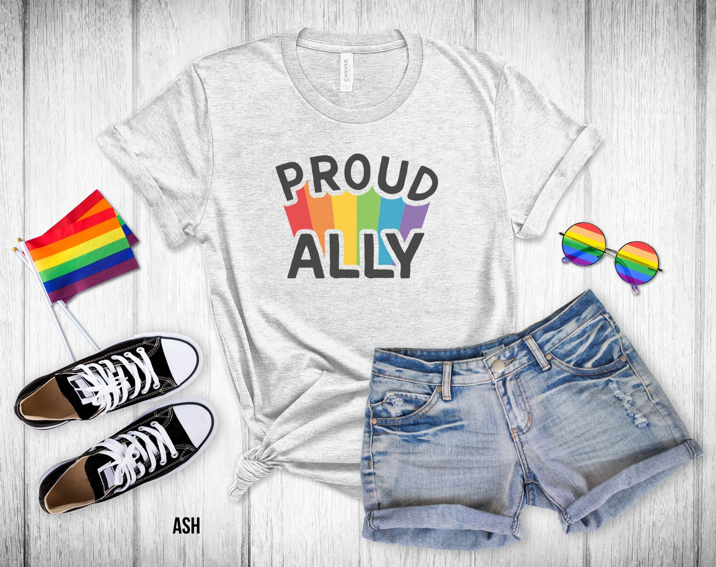 Proud Ally - Rainbow Beam - Unisex Tee