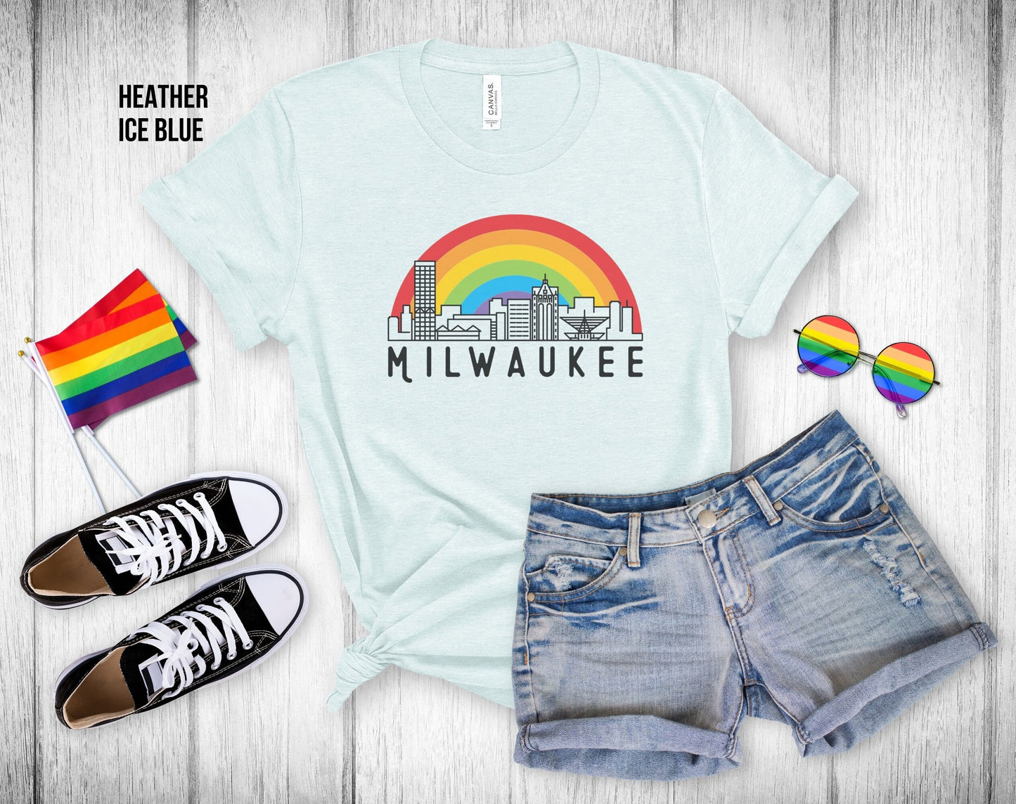 Milwaukee Rainbow Skyline - Unisex Tee