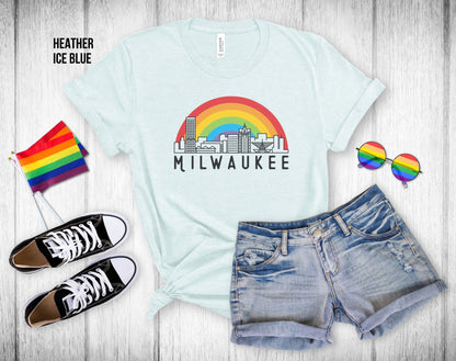 Milwaukee Rainbow Skyline - Unisex Tee