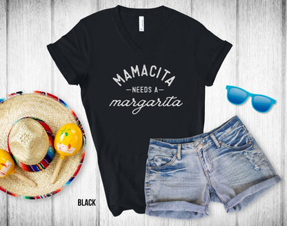 Mamacita Needs a Margarita Unisex V-Neck Tee - Cinco De Mayo - Mothers Day