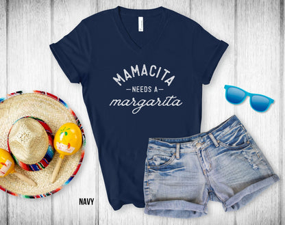 Mamacita Needs a Margarita Unisex V-Neck Tee - Cinco De Mayo - Mothers Day