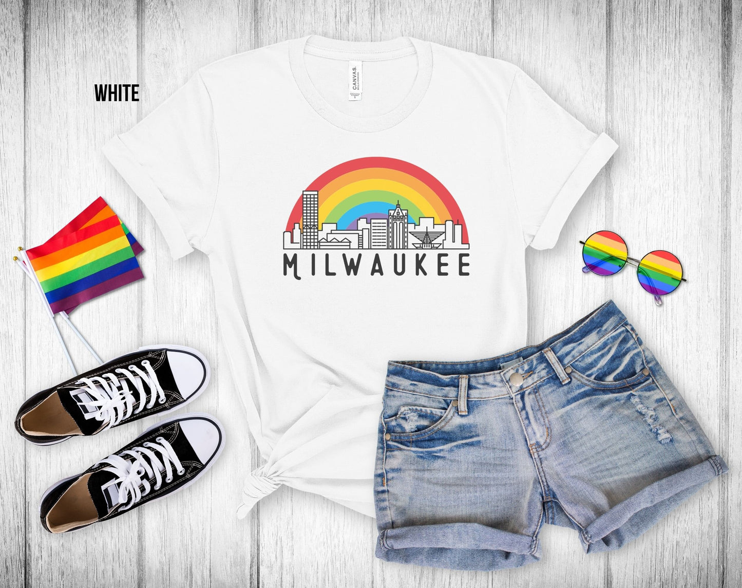 Milwaukee Rainbow Skyline - Unisex Tee