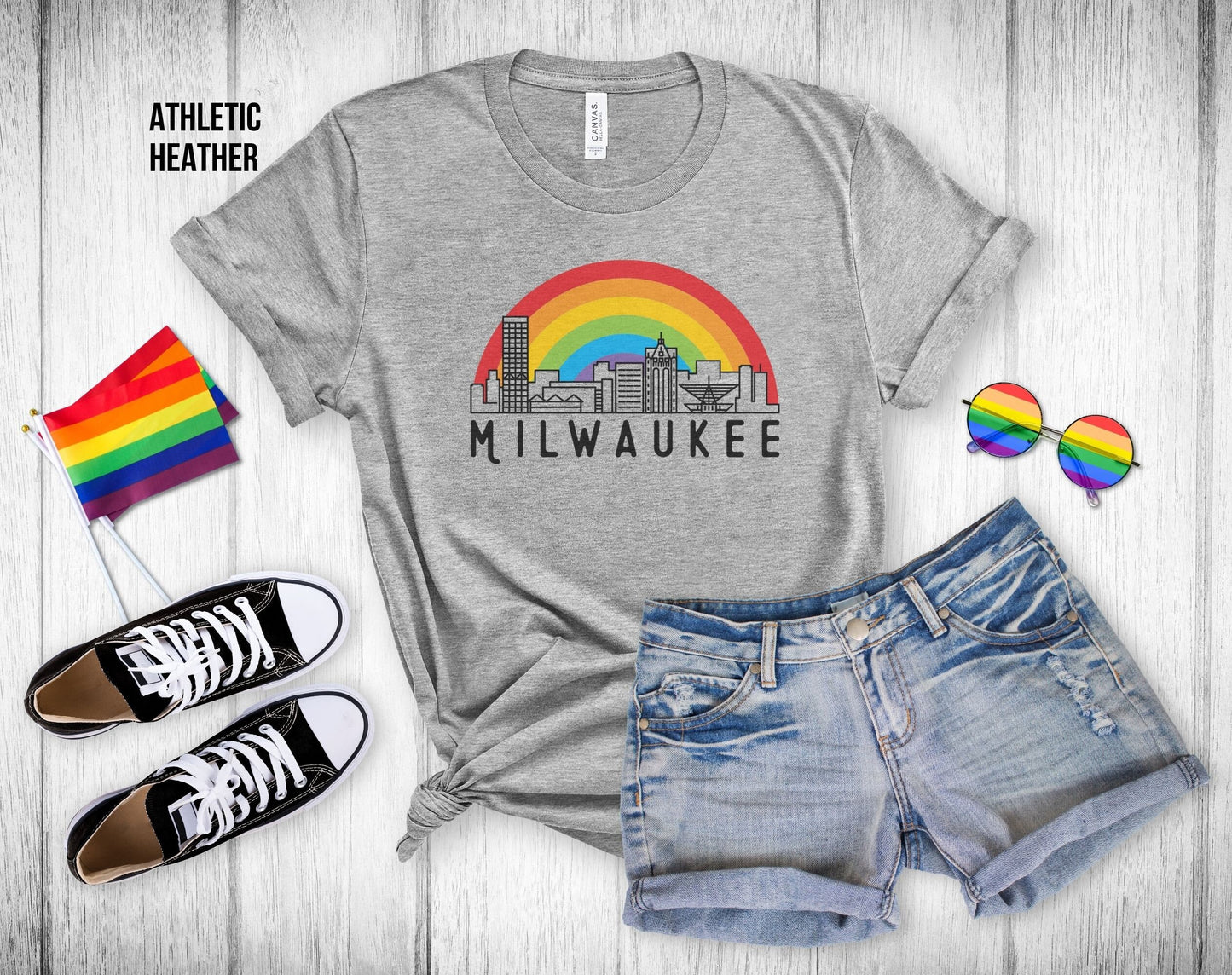 Milwaukee Rainbow Skyline - Unisex Tee