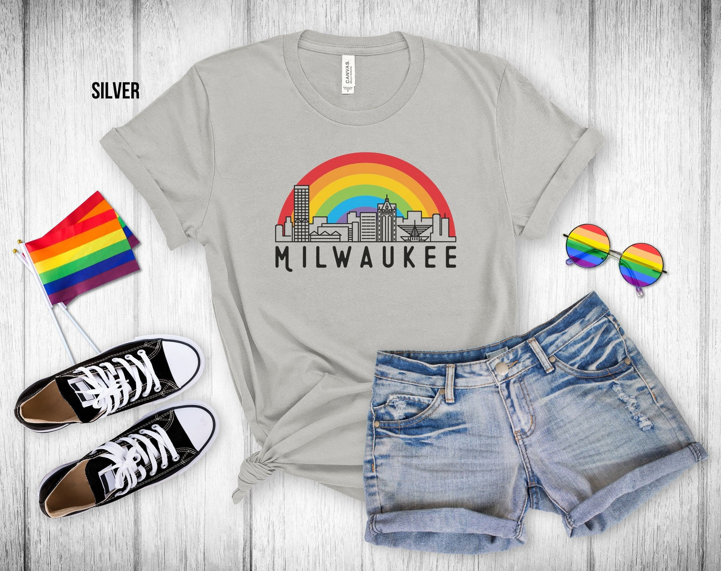 Milwaukee Rainbow Skyline - Unisex Tee