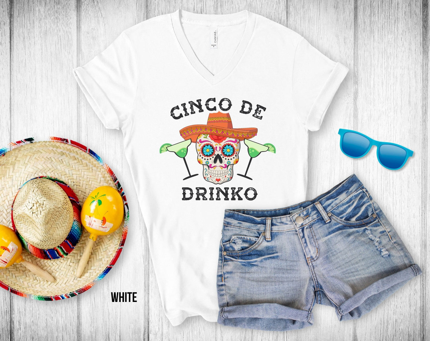 Cinco De Drinko V-Neck Unisex Tee - Cinco De Mayo