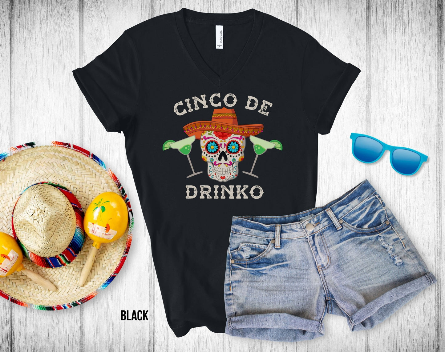 Cinco De Drinko V-Neck Unisex Tee - Cinco De Mayo