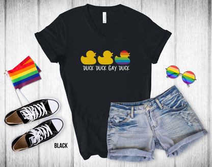 Duck Duck Gay Duck - Minnesota Gay Pride - Unisex V-Neck Tee