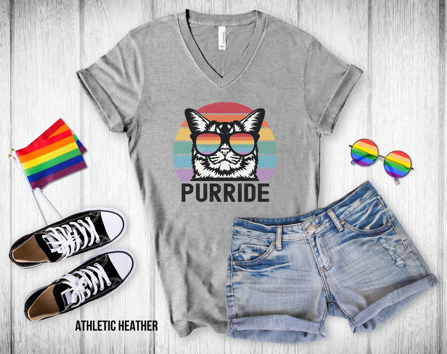 Cat Purride - Unisex V-Neck Tee