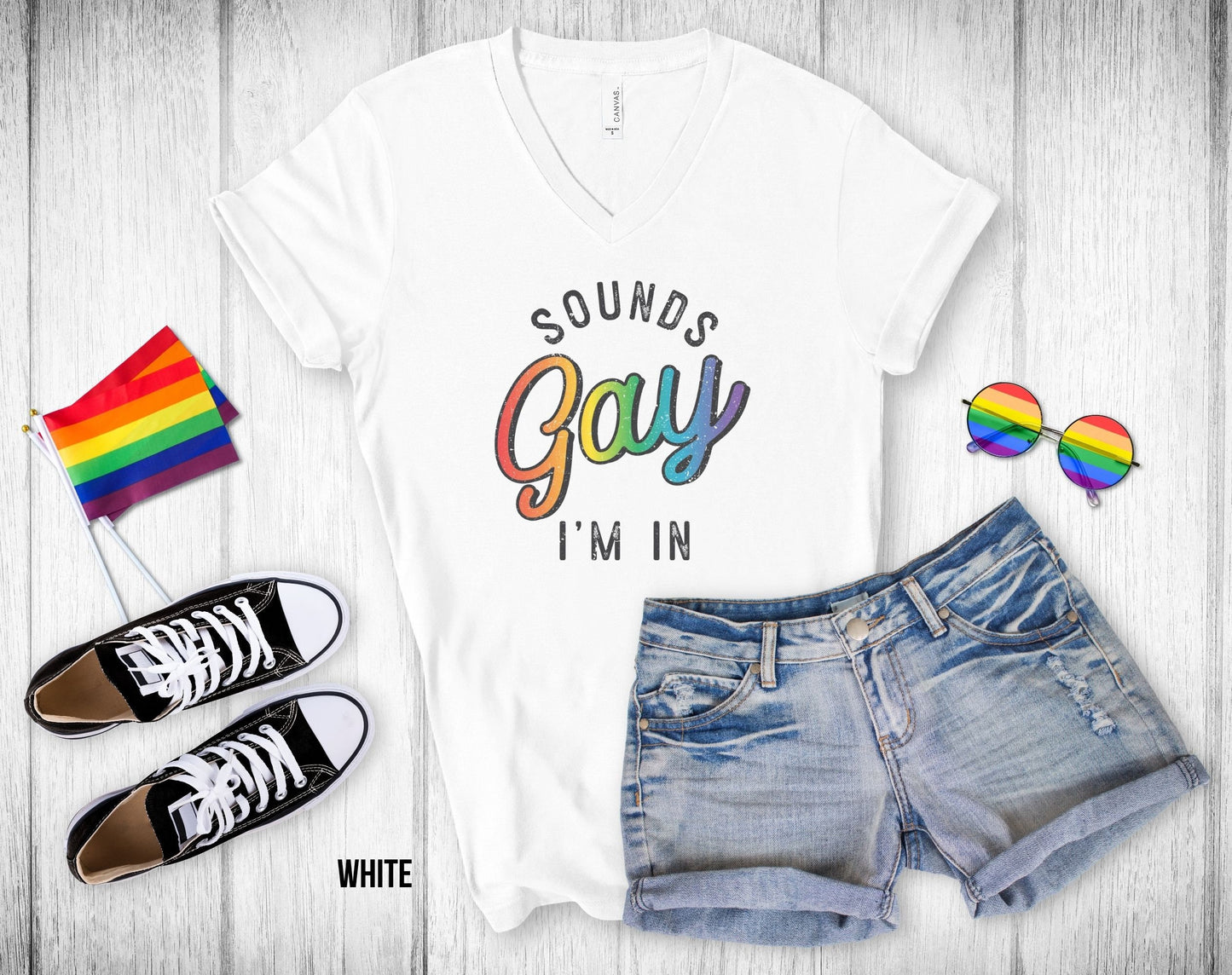 Sounds Gay I'm In - Unisex V-Neck Tee