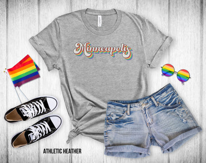 Minneapolis Retro Rainbow Baseball Text - Unisex Tee