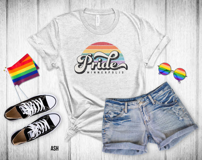 Retro Pride Minneapolis Rainbow Sunset - Unisex Tee