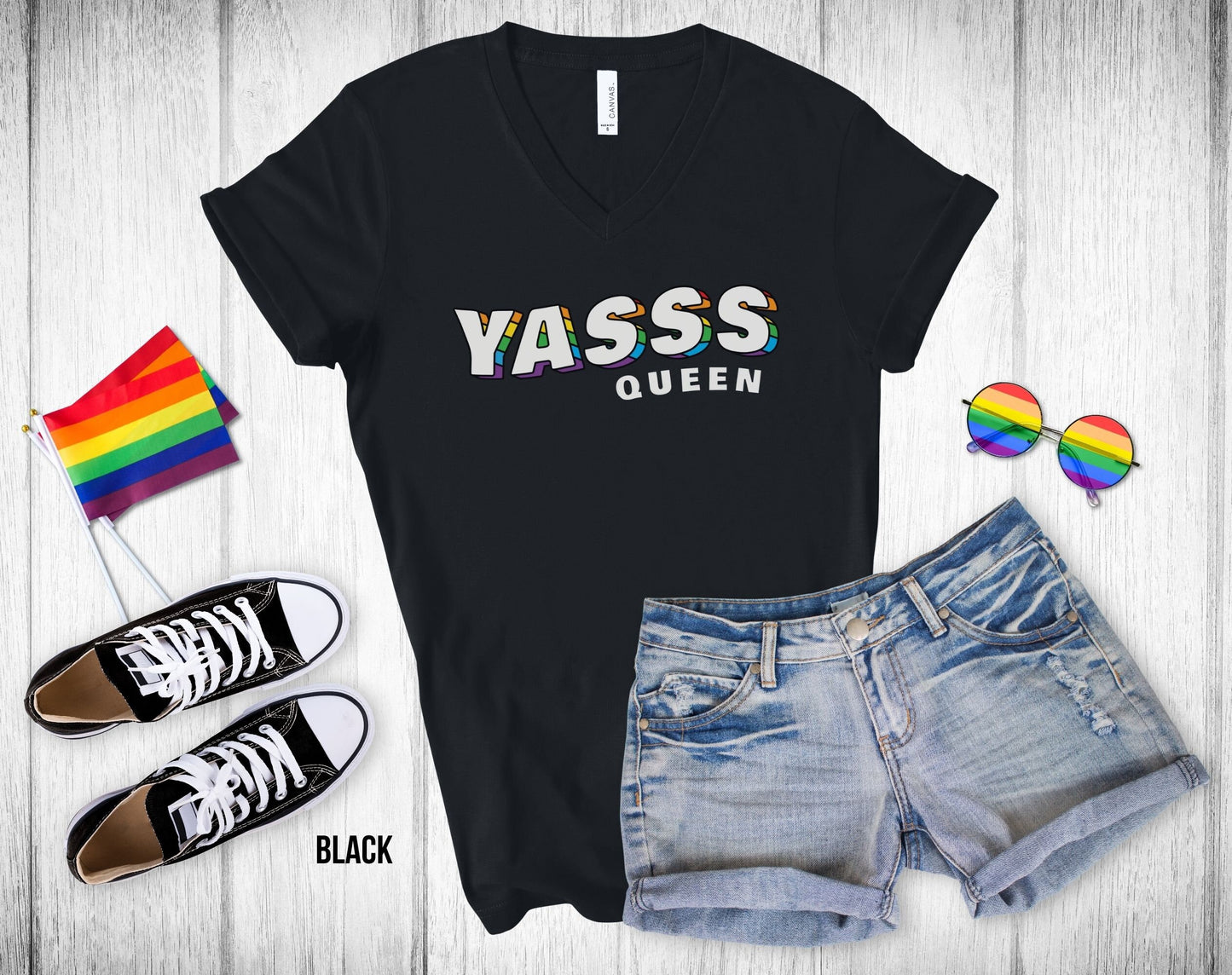 Yasss Queen Shirt - Unisex V-Neck Tee